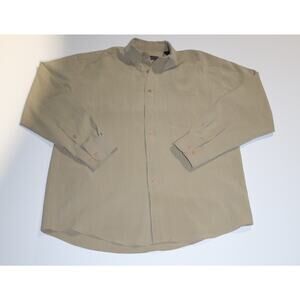 Maxwell And Co Shirt Men Large Textured Dress Collar Polo Tan Polynosic Blend